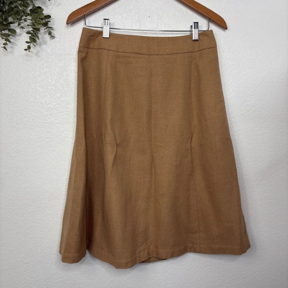 Banana Republic Camel Tan Button Front A-Line Midi Skirt Womens 10 NWT - Picture 8 of 8